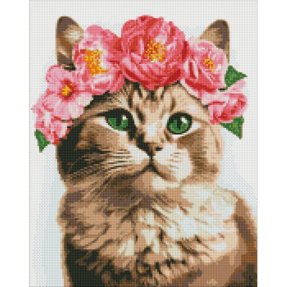 Диамантена мозайка IDEYKA, с подрамка, SOPHISTICATED CAT/Котка, 40х50 см