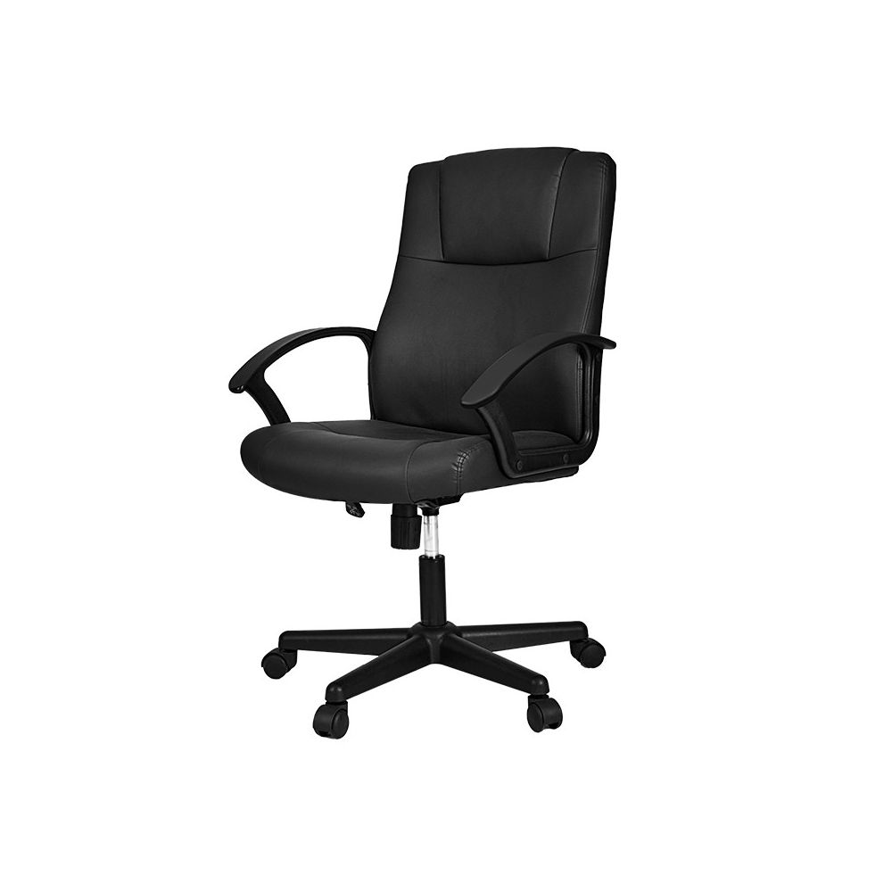 Директорски стол Deli Lioni, фиксирани подлакътници, черна PP база, черна еко кожа