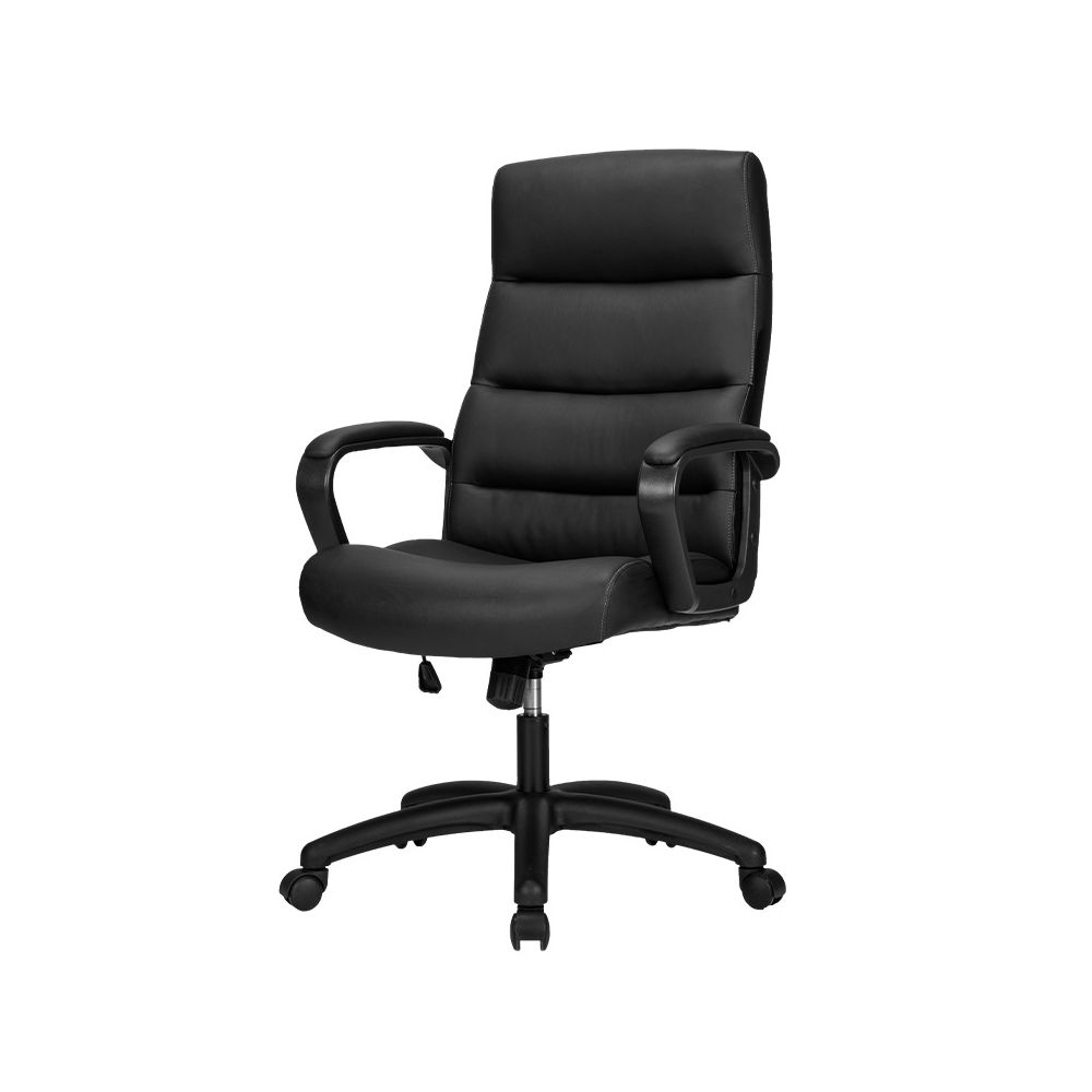 Директорски стол Deli VALENCIA, еко кожа, черна PP база, фиксирани подлакътници, черен