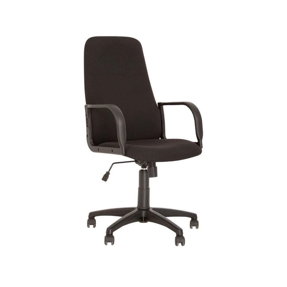 Директорски стол Diplomat, дамаска, база черен полиамид, фиксирани подлакътници, черен