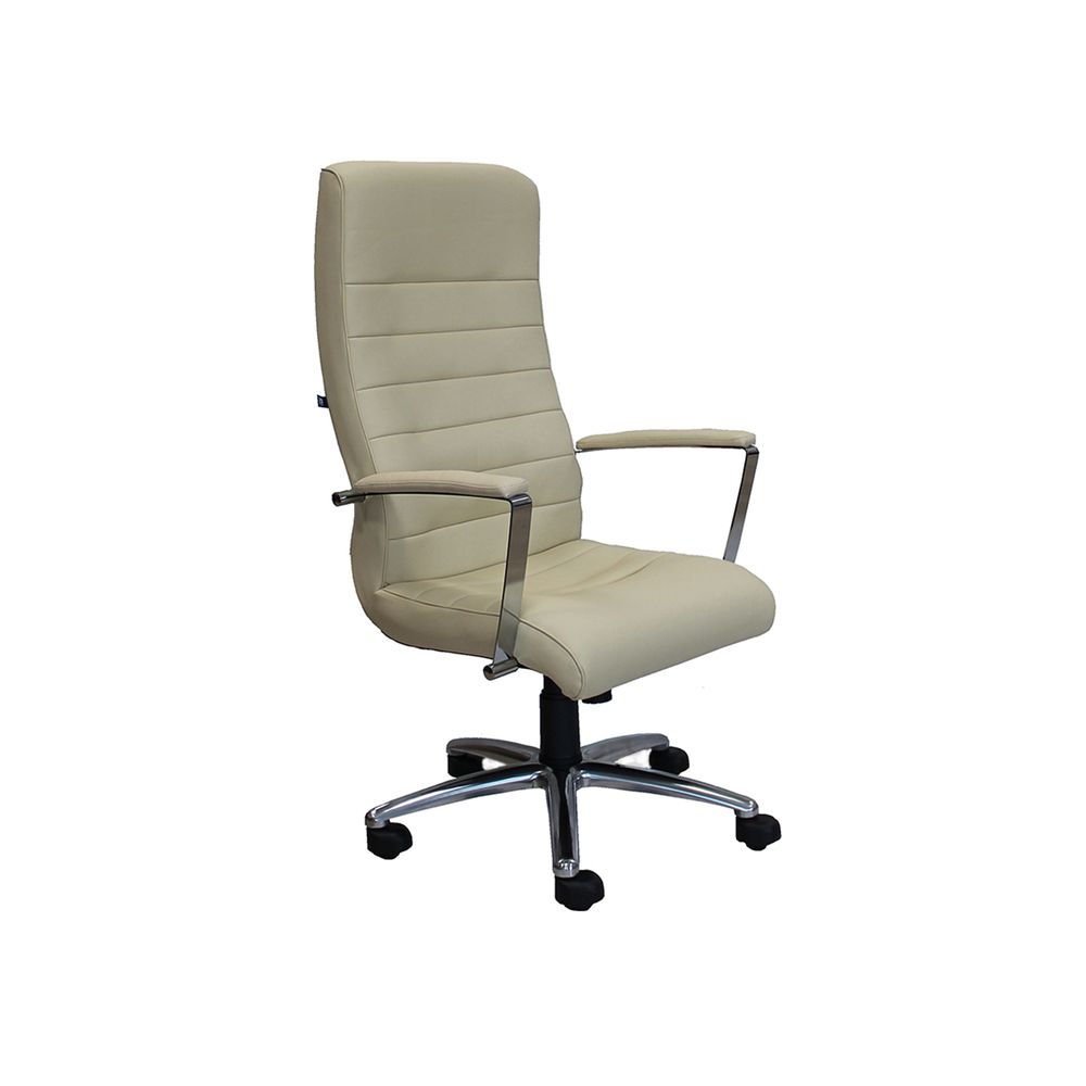 Директорски стол Florida Steel, еко кожа, база полиран алуминий, фиксирани подлакътници, бежов