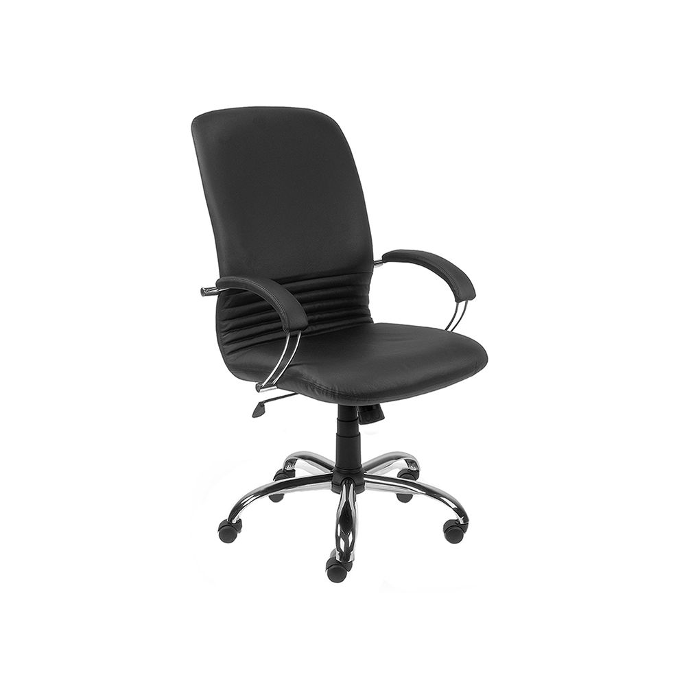 Директорски стол Mirage Steel, естествена кожа, база алуминий, фиксирани подлакътници, черен