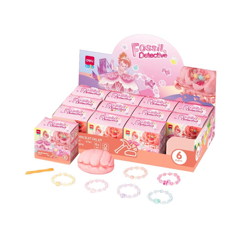 Дисплей с комплект за изкопаване Deli Genius EH765 награда гривна, 6 модела, с аксесоари, 12 броя