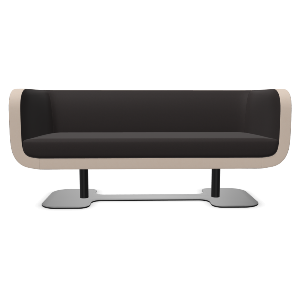 Диван Bound, триместен, 1730х635х760 мм, метална база, черна, екокожа Parotega(4),цвят черен и бежов