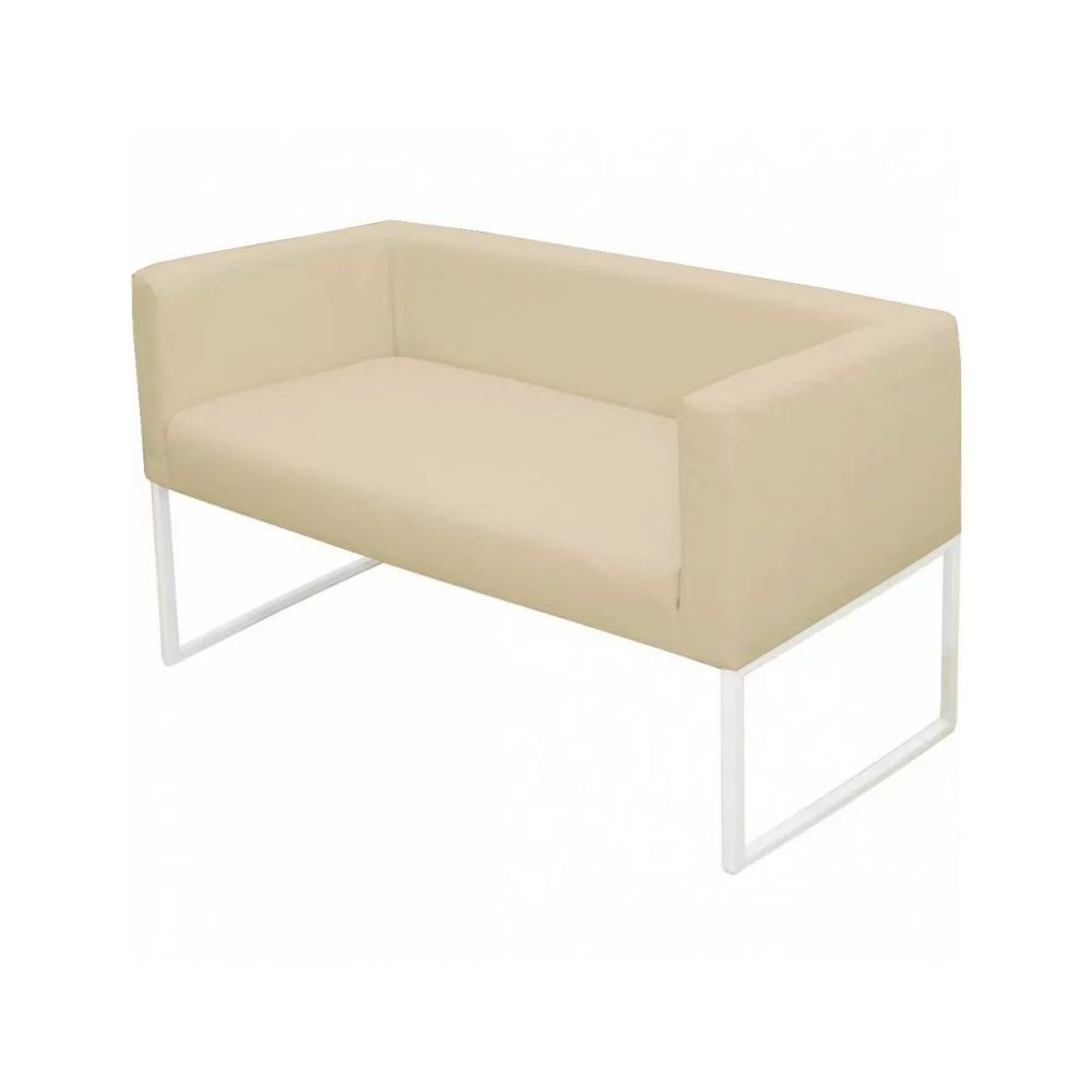 Диван Fredi, двуместен, 1520х650х740 мм, метална база, бяла, тапицерия екокожа V18, бежова