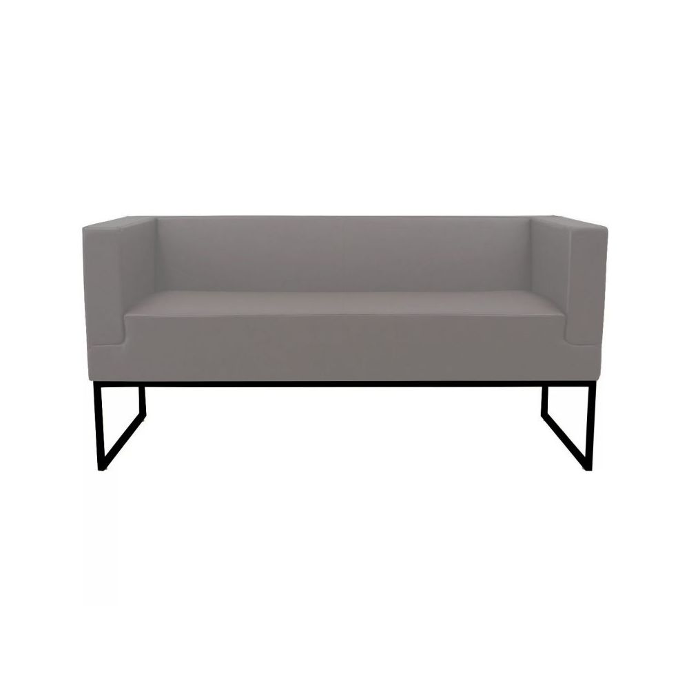 Диван Fredi, триместен, 2050х540х890мм, черна метална база, тапицерия екокожа V28, сива