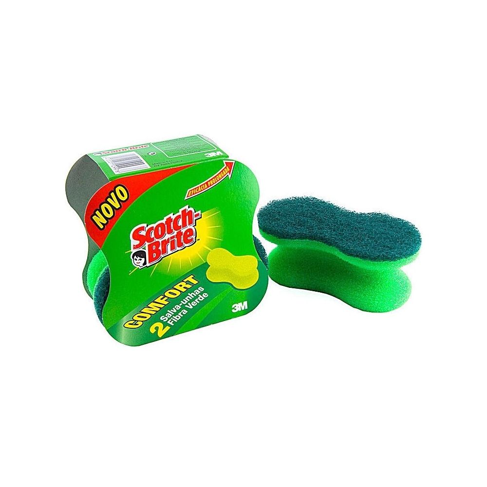 Домакинска гъбаScotch Brite® Classic Comfort, ергономична, зелена, опаковка 2 бр.