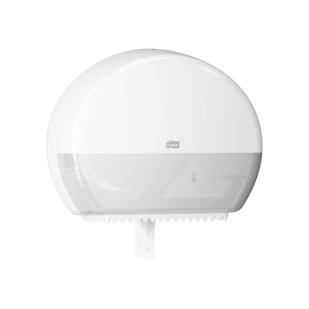 Дозатор за тоалетна хартия Tork на ролка Mini Jumbo Т2, пластмасов, бял, 275х345х132 мм