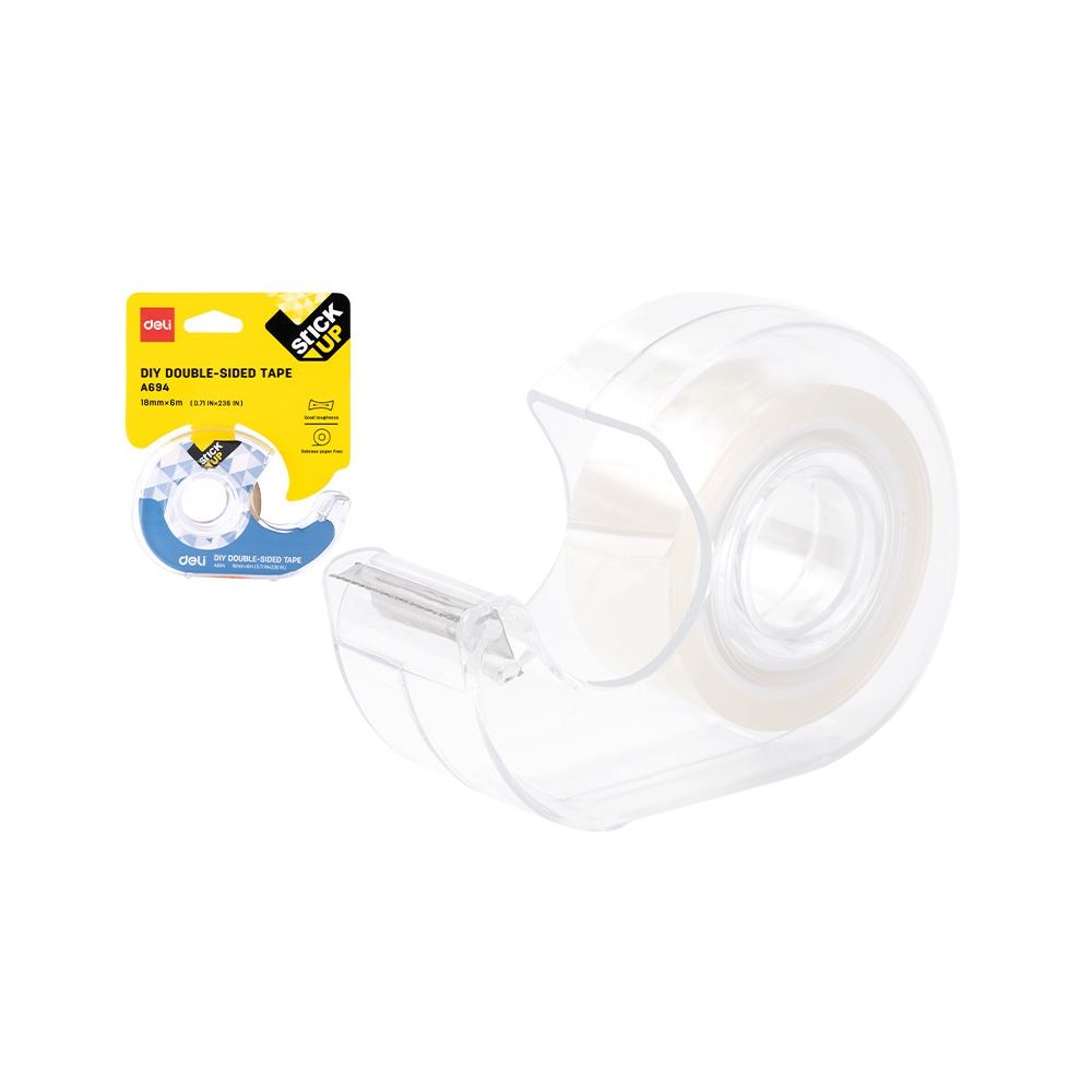 Двойнолепяща лента Deli Stick Up EA694, 18 мм х 6 м, с диспенсър