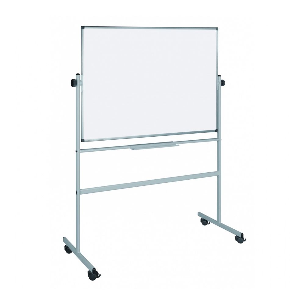 Двустранна бяла дъска Bi-Office REVOLVER, 1800x1200 мм, метална стойка на колела