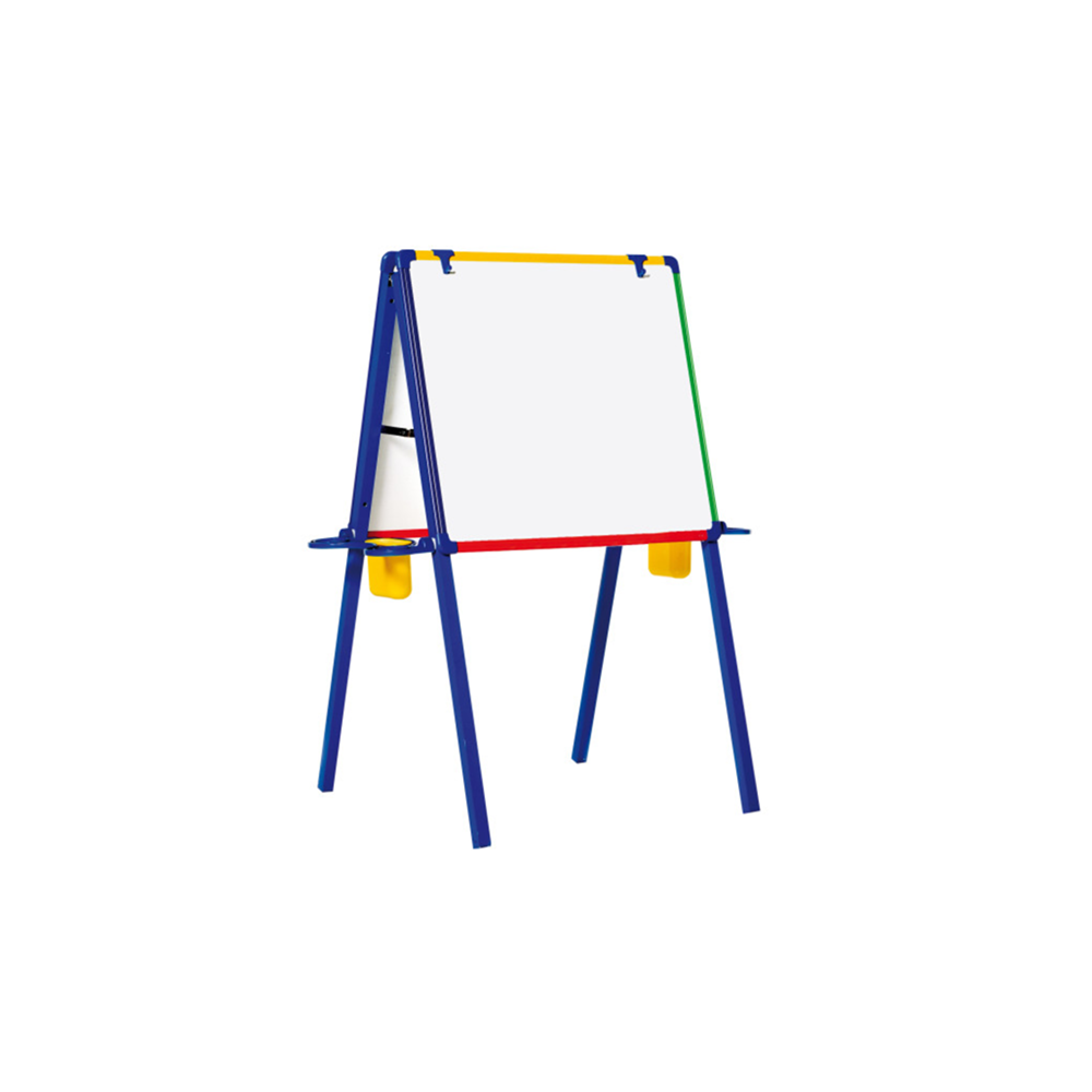 Двустранна бяла магнитна дъска Bi-Office Schoolmate, 1090х620х800 мм, цветна рамка, на стойка