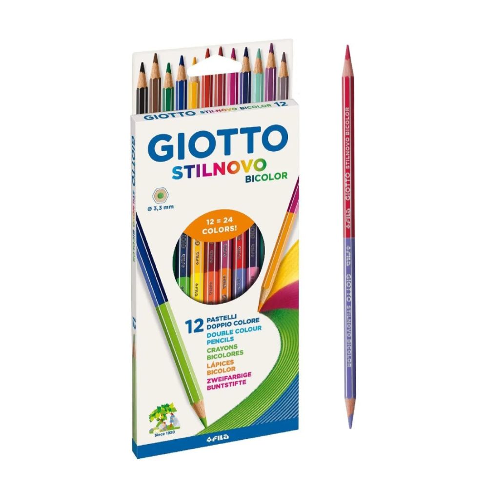 Двувърхи цветни моливи GIOTTO STILNOVO BICOLOR, шестоъгълно тяло, 24 цвята