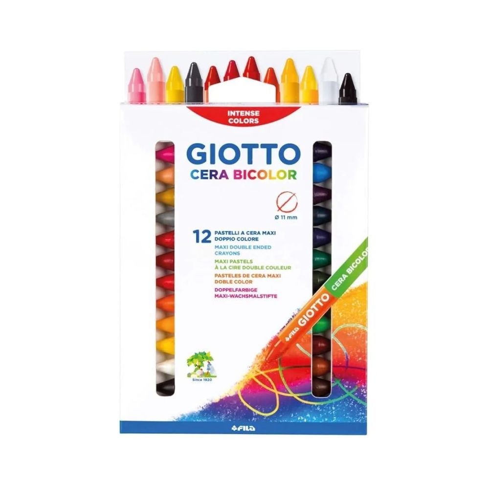 Двувърхи восъчни пастели GIOTTO CERA BICOLOR MAXI, ф 11 мм, 24 цвята