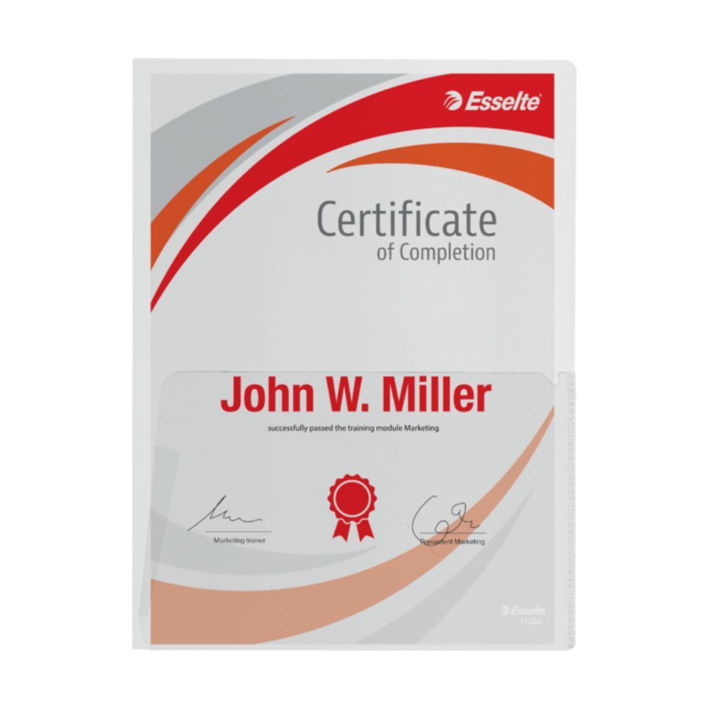 Джоб папка Esselte, L-образна, двойна, А4, РР 180 mic, мат, 5 бр.