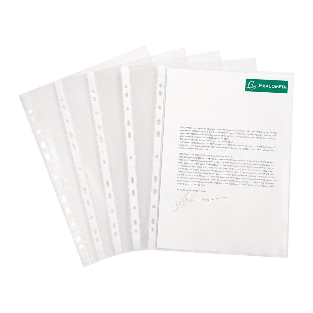 Джоб с европерфорация EXACOMPTA Premium, A4, РР 90 mic, кристал, 10 бр.