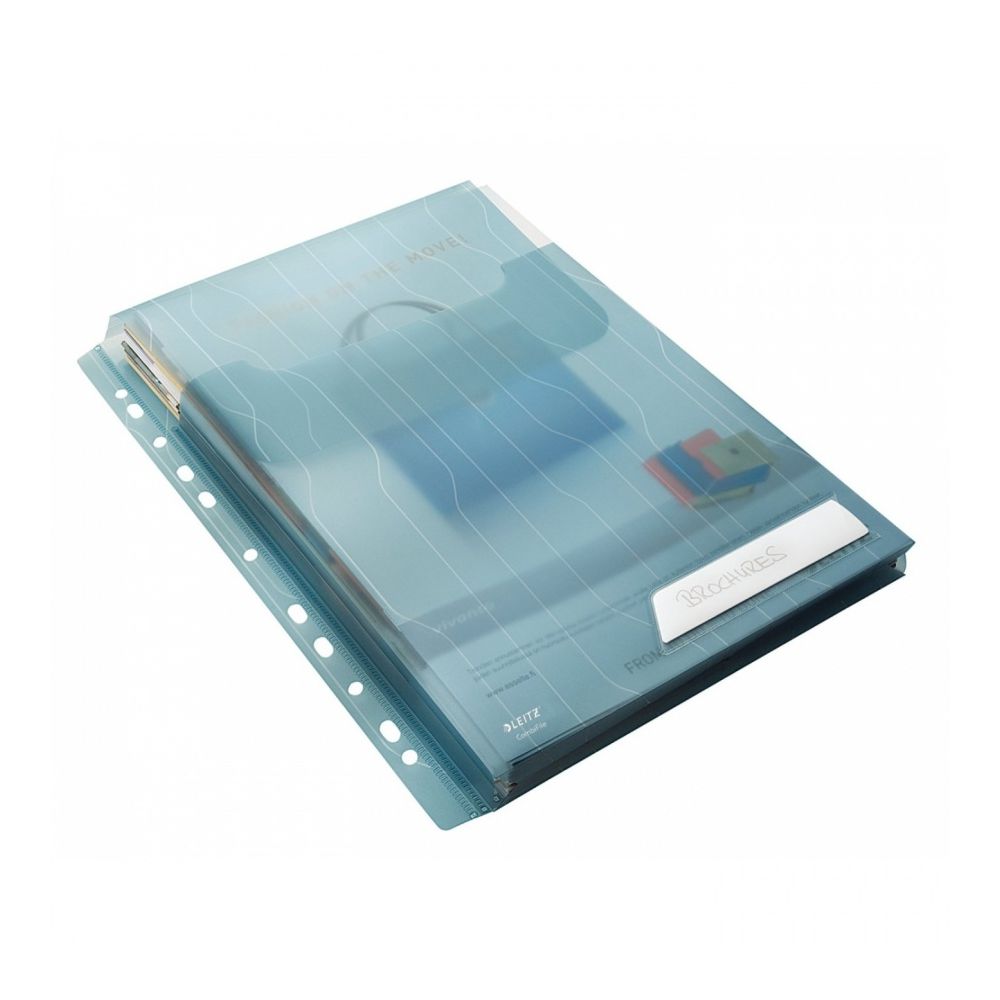 Джоб с европерфорация LEITZ CombiFile, A4, РР 200 mic, релефен мат, с капак, прозрачносин, 3 бр.