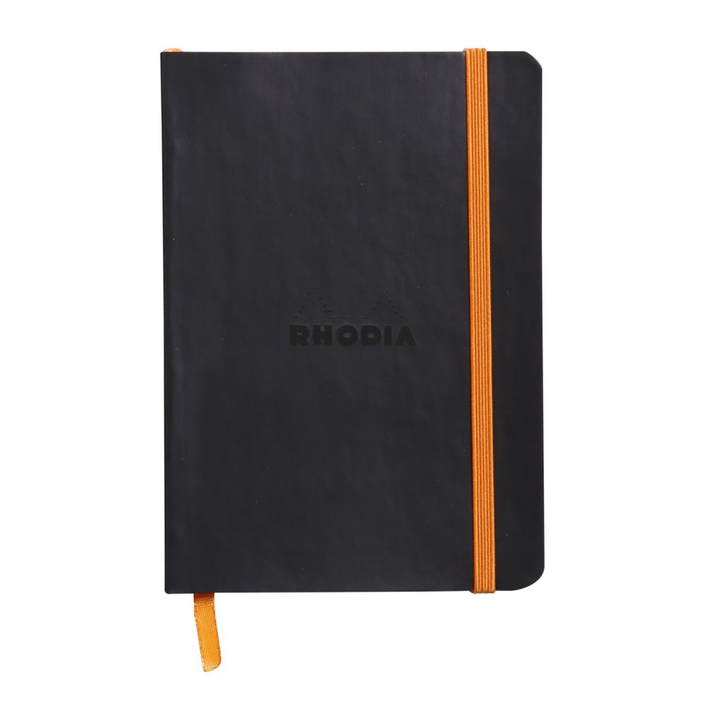 Джобен бележник RHODIA Rhodiarama, A6, 72 л., редове, хартия шамоа 90 г, меки PU корици, черен