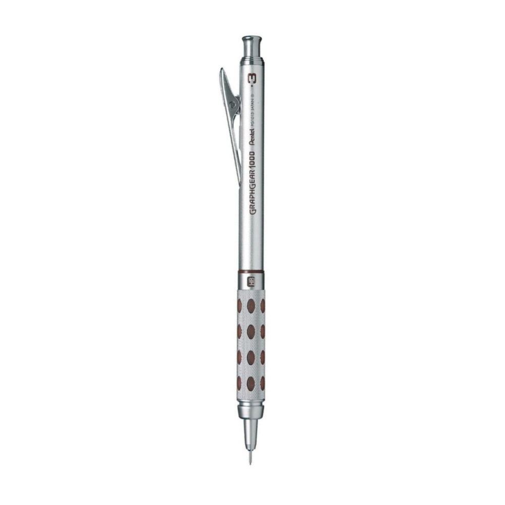 Автоматичен молив Pentel Graphgear 1000, метално тяло, с грип, 0.3 мм, сив