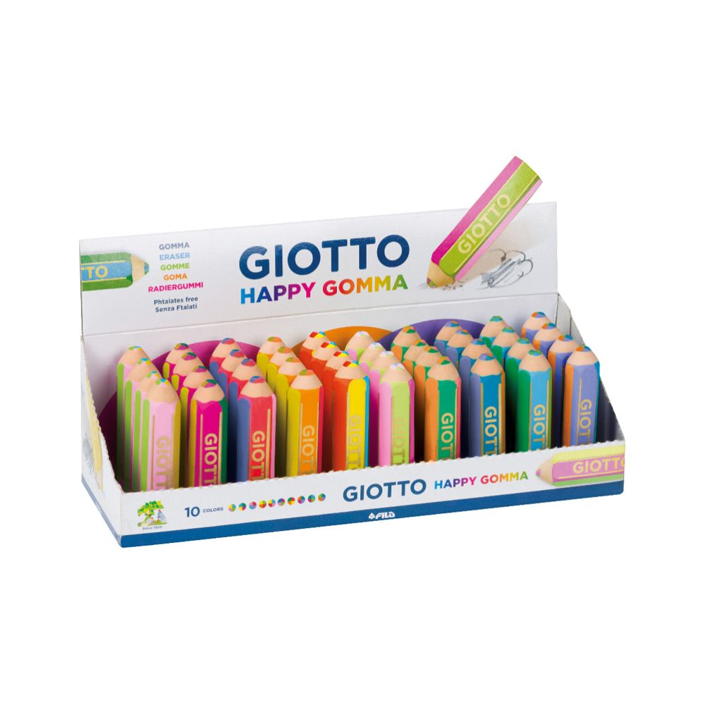 Гума за молив GIOTTO Happy Gomma 4, 65х15 мм, четирицветна, асорти