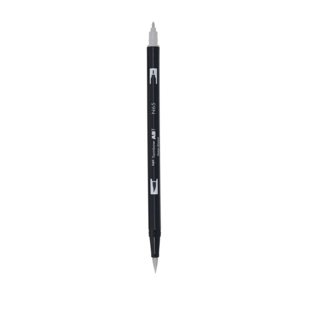 Aкварелен двувърх маркер Tombow ABT Dual Brush, четка 3.5 мм, връх 0.8 мм, N65 cool grey 5