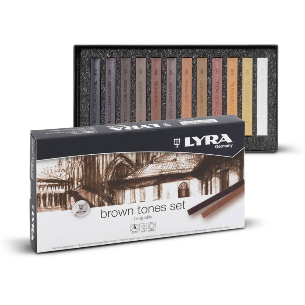 Сухи пастели LYRA Polycrayons, кафяви тонове, 12 цвята