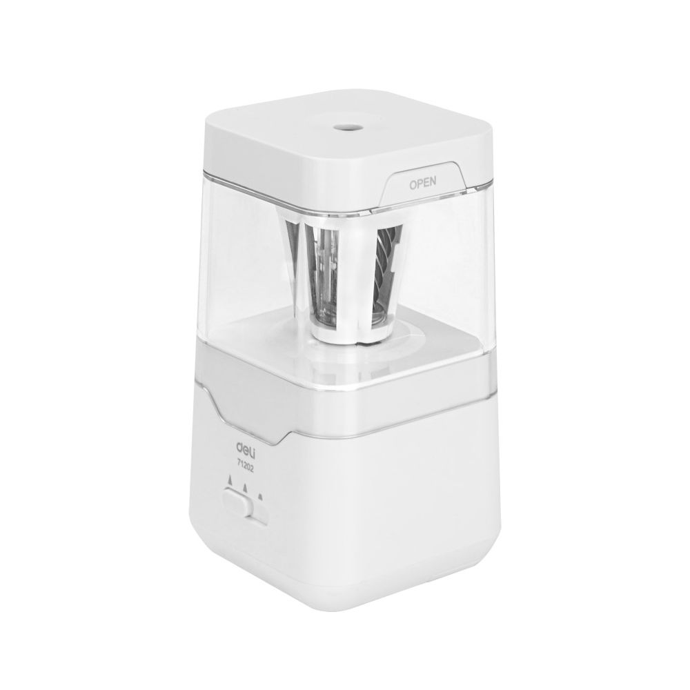 Единична електрическа острилка Deli E71202, с двойно захранване, ф 8 мм, 76х76х157 мм, бяла