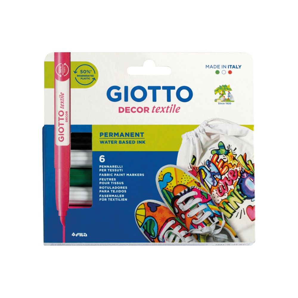 Маркери за текстил GIOTTO Decor Textile, 6 цвята Маркери за текстил GIOTTO Decor Textile, 6 цвята