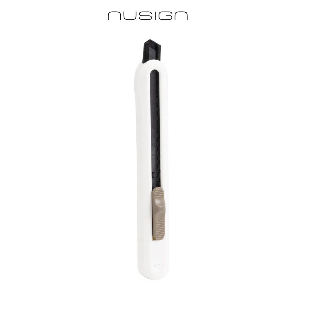 Макетен нож Nusign Classic ENS063, SK5, 196х56х24 мм, черно острие 9 мм, метален водач, бял