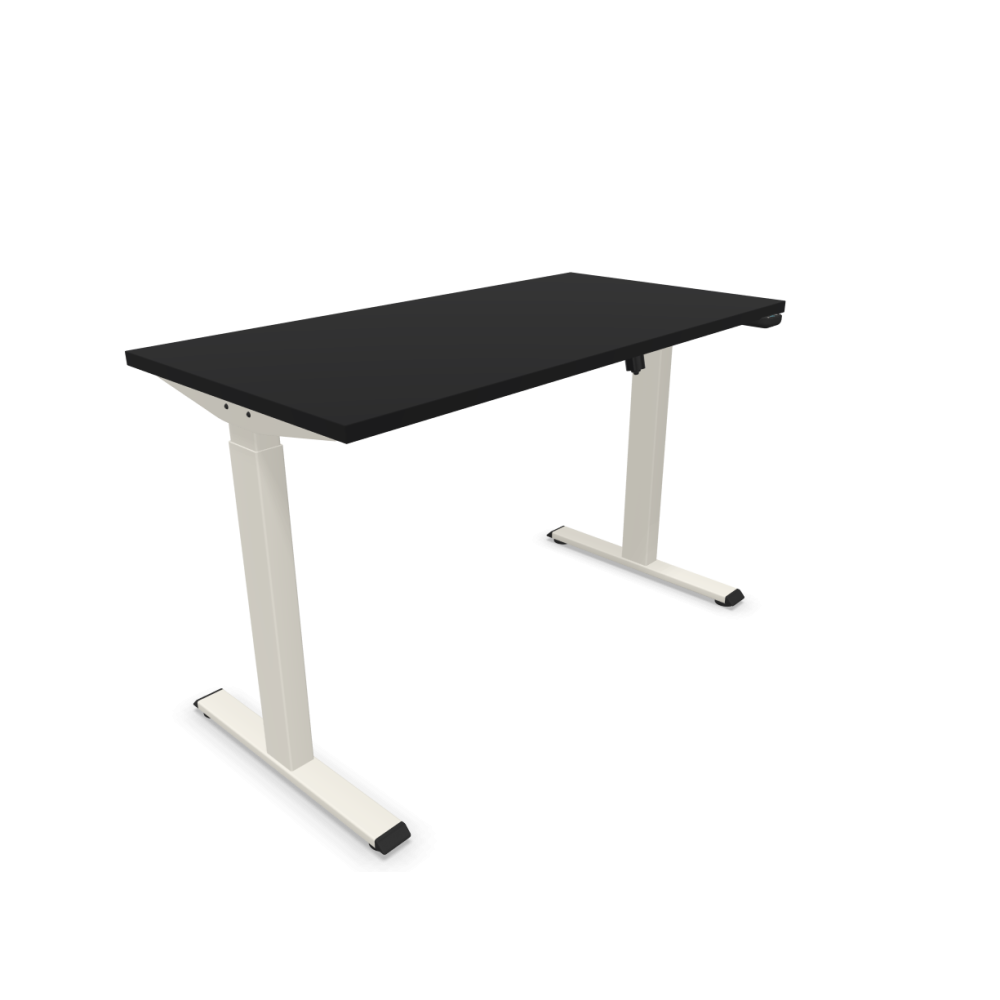 Електрическо бюро eComo Sit-Stand, бяла рамка, 1200х600 мм, ПДЧ 25мм, черно