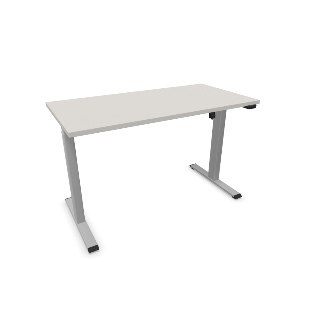 Електрическо бюро eComo Sit-Stand, бяла рамка, 1200х600 мм, ПДЧ 25мм,платиненосиво