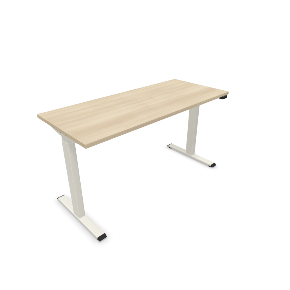 Електрическо бюро eComo Sit-Stand, бяла рамка, 1400х600 мм, ПДЧ 25мм,акация