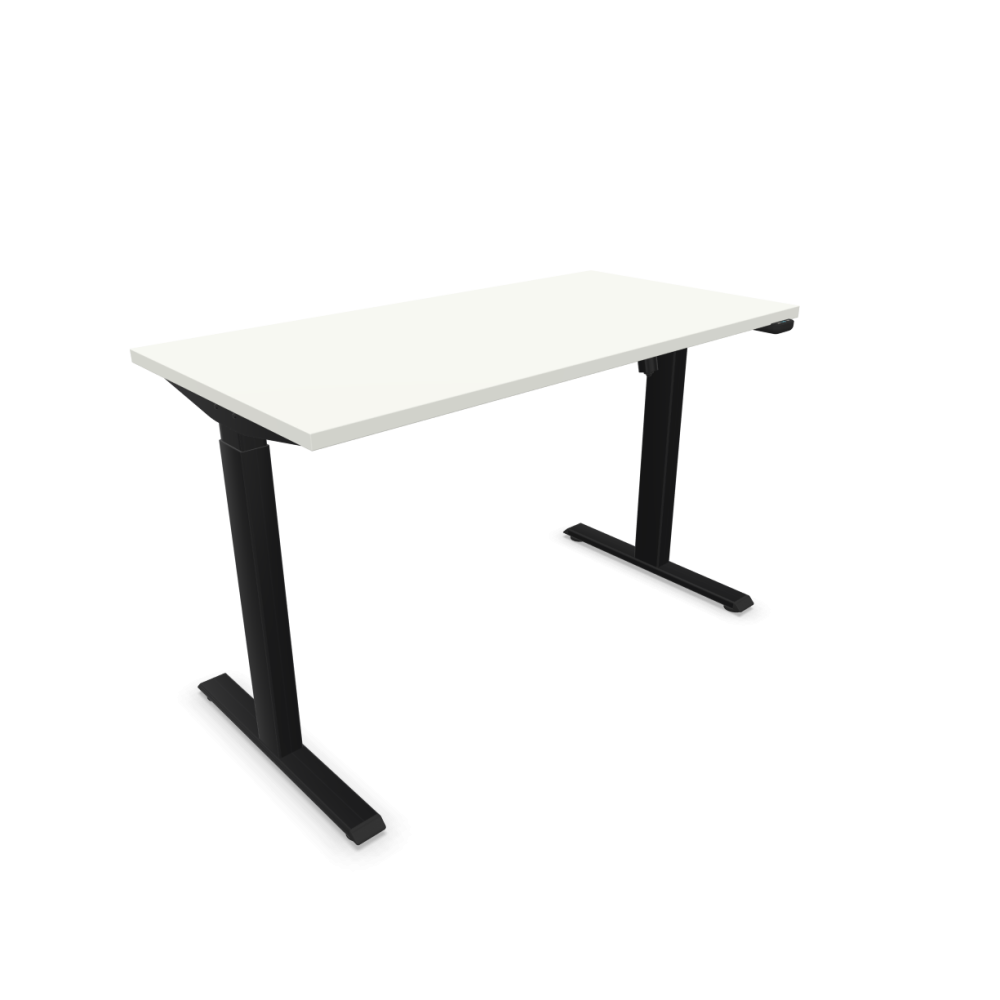 Електрическо бюро eComo Sit-Stand, черна рамка, 1200х600 мм, ПДЧ 25мм, бяло