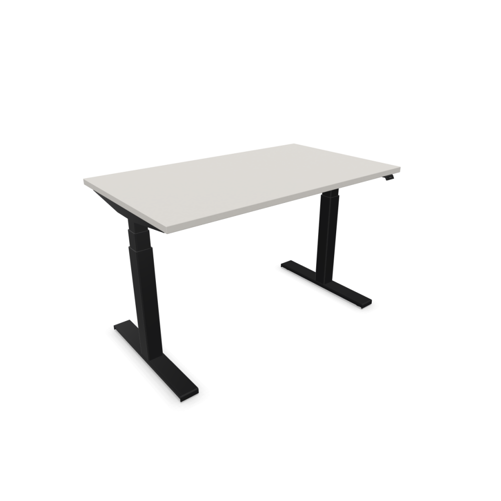 Електрическо бюро eModel 2.0, T Leg черна рамка, 1200х700 мм,ПДЧ 25 мм, платиненосиво