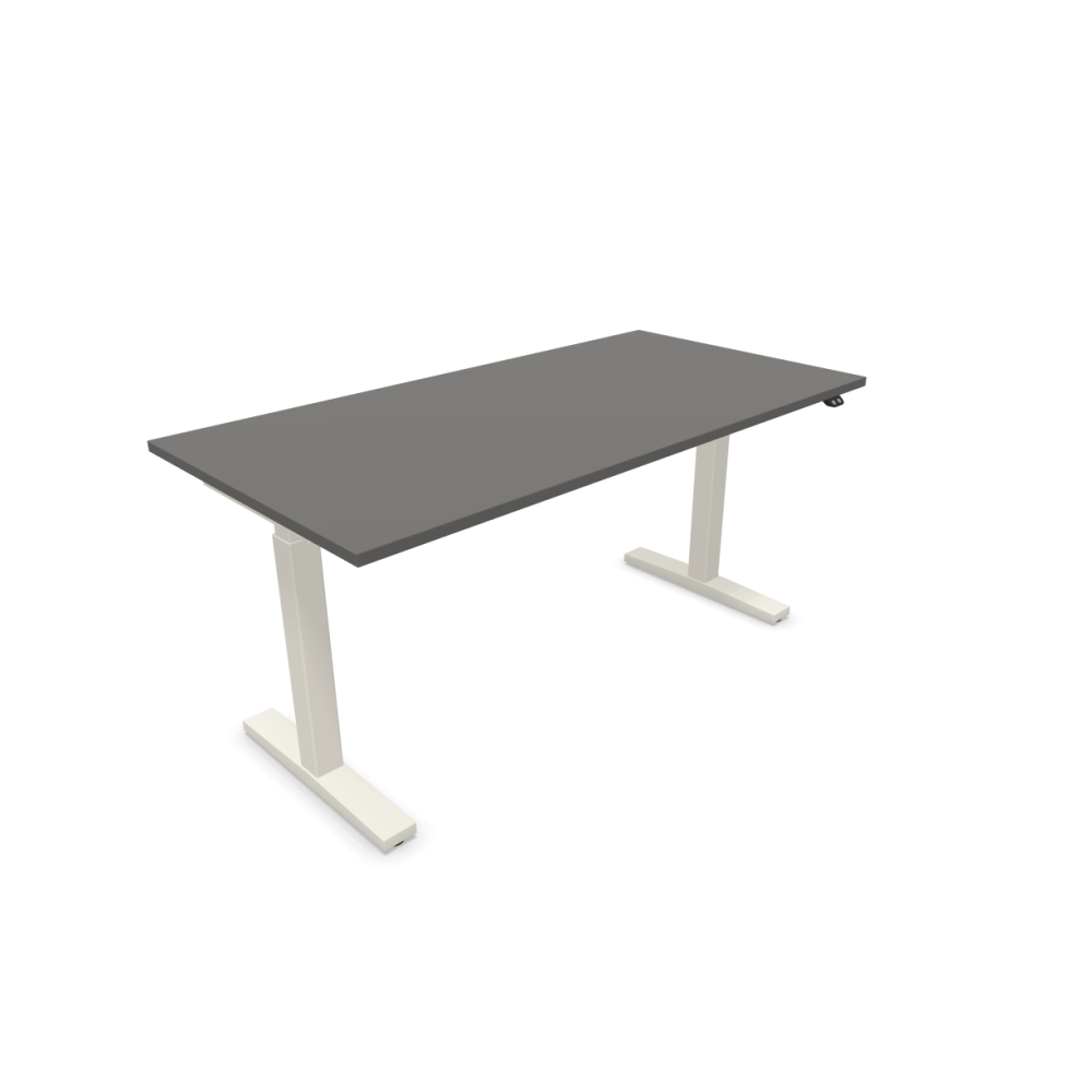 Електрическо бюро eUP2, бяла рамка, 1600х800 мм,ПДЧ 25 мм, тъмносиво