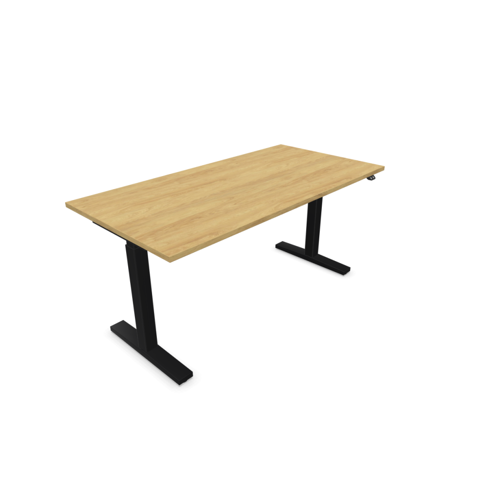 Електрическо бюро eUP2, черна рамка, 1600х800 мм,ПДЧ 25 мм, Хикори