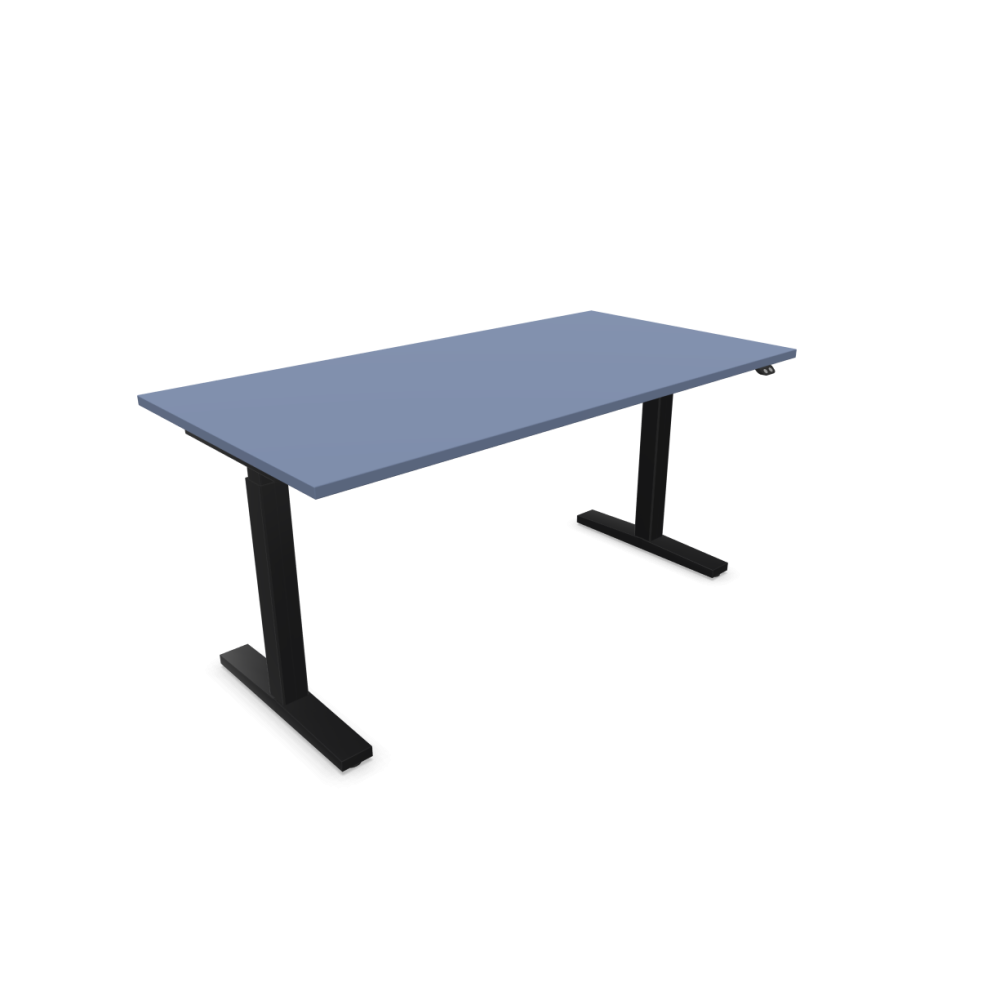 Електрическо бюро eUP2, черна рамка, 1600х800 мм,ПДЧ 25 мм, опушено синьо