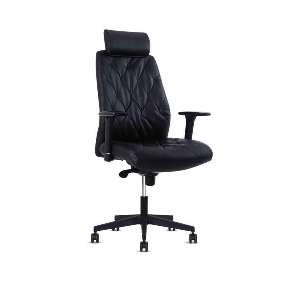 Ергономичен директорски стол Konsul UP Black, еко кожа, база полиамид, 3D подлакътници, черен