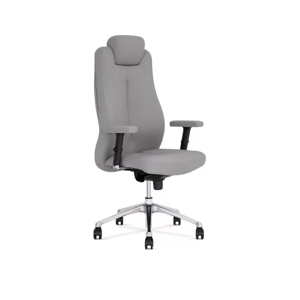 Ергономичен директорски стол Sonata Lux, еко кожа, база алуминий, 2D регулируеми подлакътници, сив