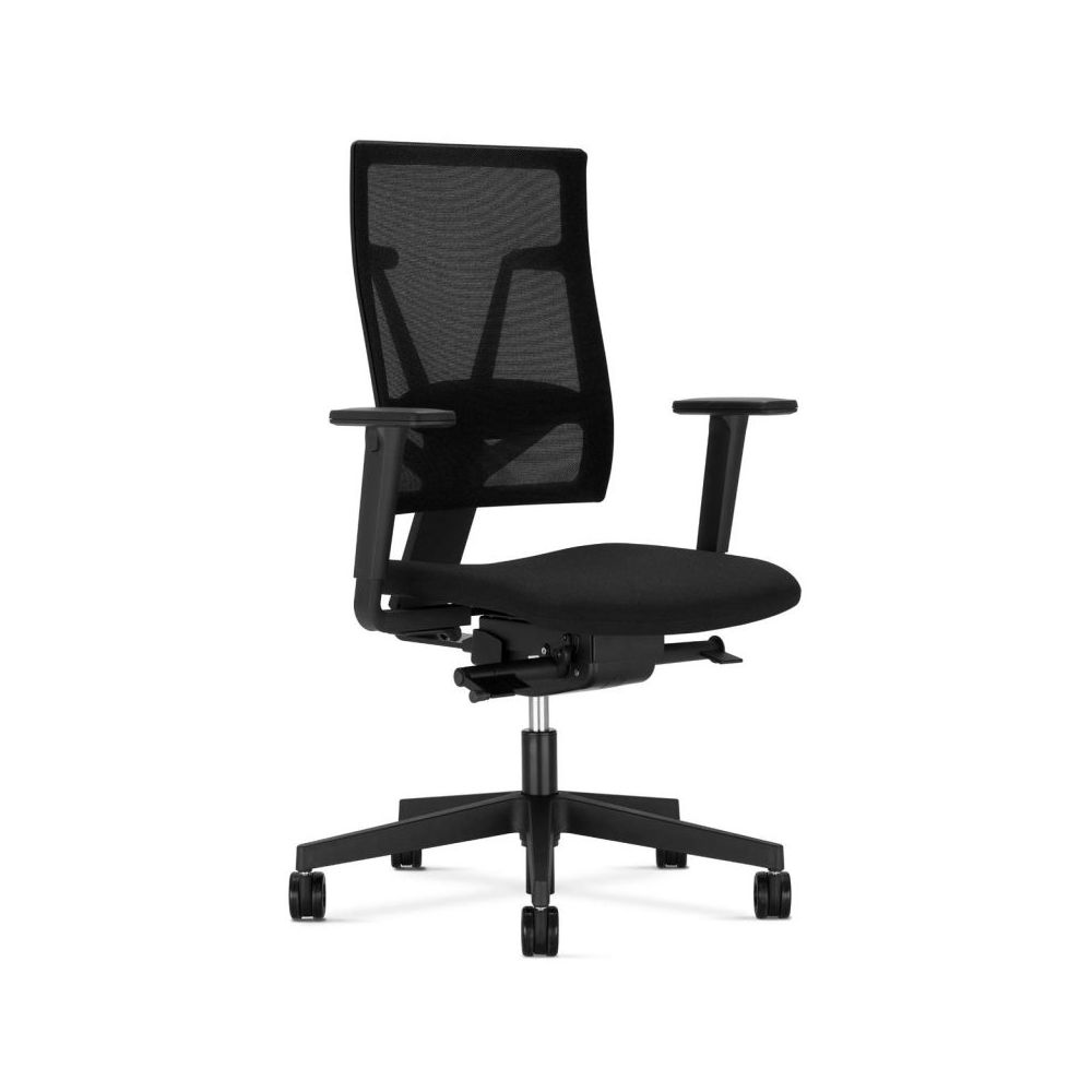 Ергономичен работен стол 4Me Mesh Black, дамаска, черна PP база, 2D подлакътници, черен