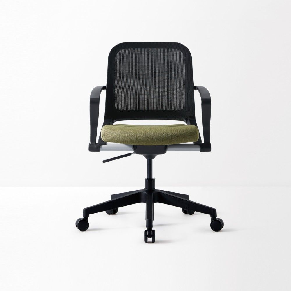 Ергономичен работен стол DAWON BUNDLE, мрежа и дамаска,черна PP база, фикс.подлакътници, черен/зелен