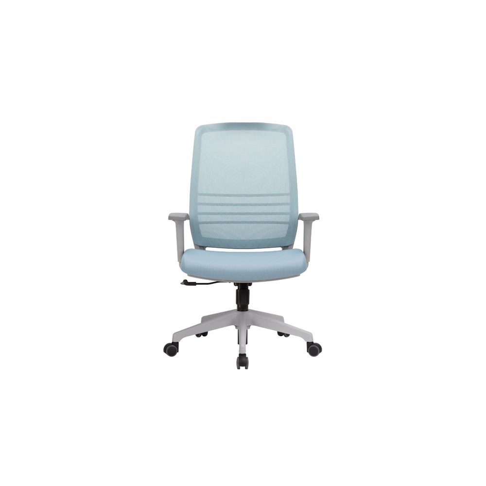 Ергономичен работен стол DAWON COBI, мрежа и дамаска, сива PP база, 2D подлакътници, светлосин