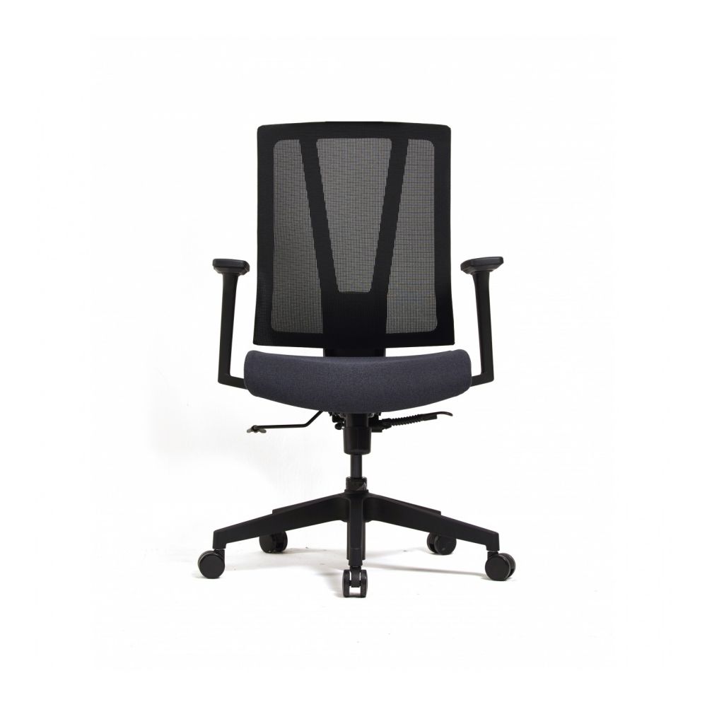 Ергономичен работен стол DAWON G1, мрежа и дамаска, черна РР база, фиксирани подлакътници, черен