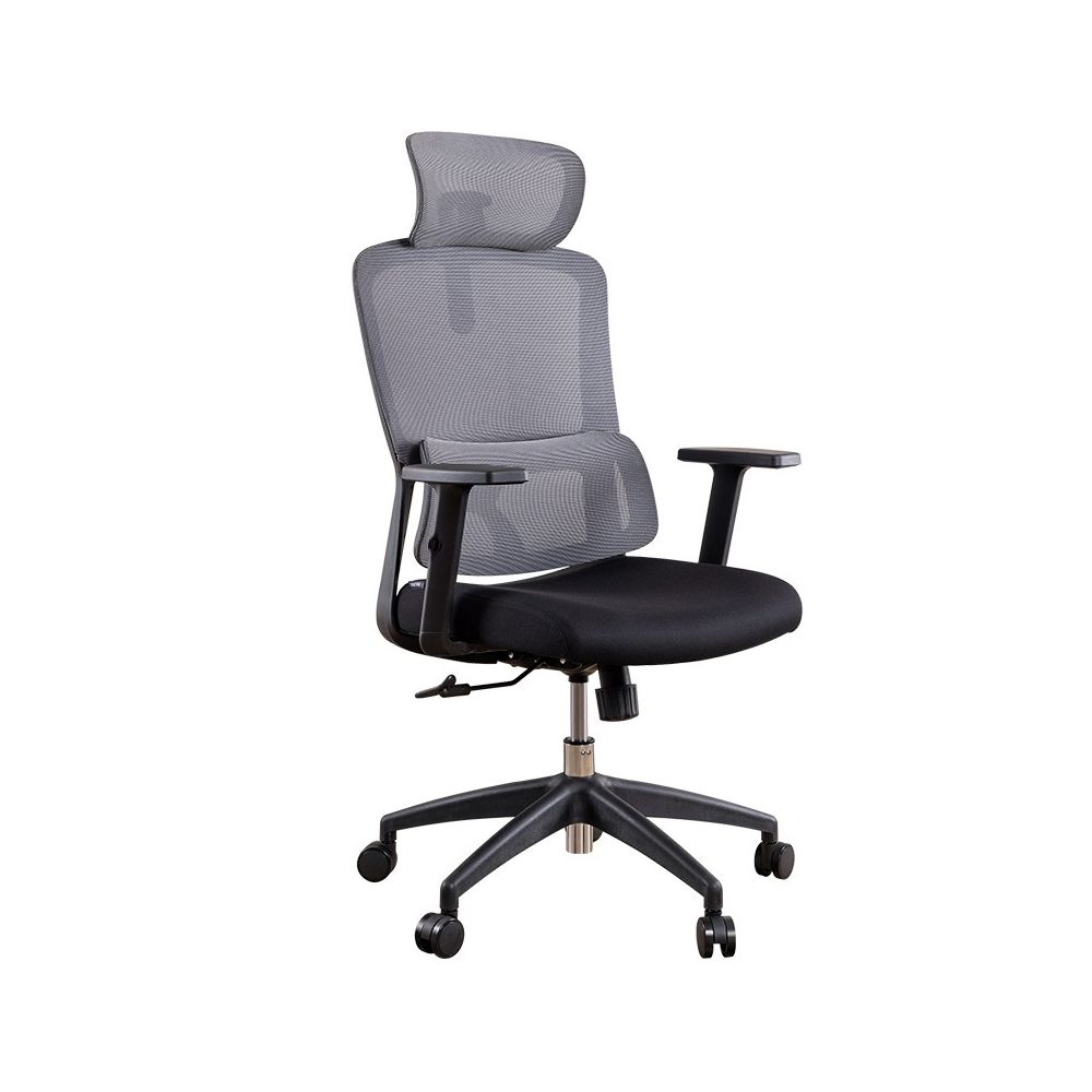 Ергономичен работен стол Deli Salerno, мрежа и дамаска, черна PP база, рег. подлакътници, черен/сив