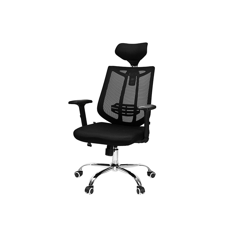 Ергономичен работен стол Deli SORRENTO, мрежа и дамаска, метална база,регулируеми подлакътници,черен