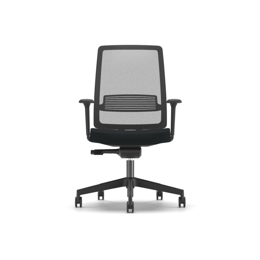 Ергономичен работен стол Lucio Black, мрежа и дамаска, черна PP база, рег. подлакътници, черен