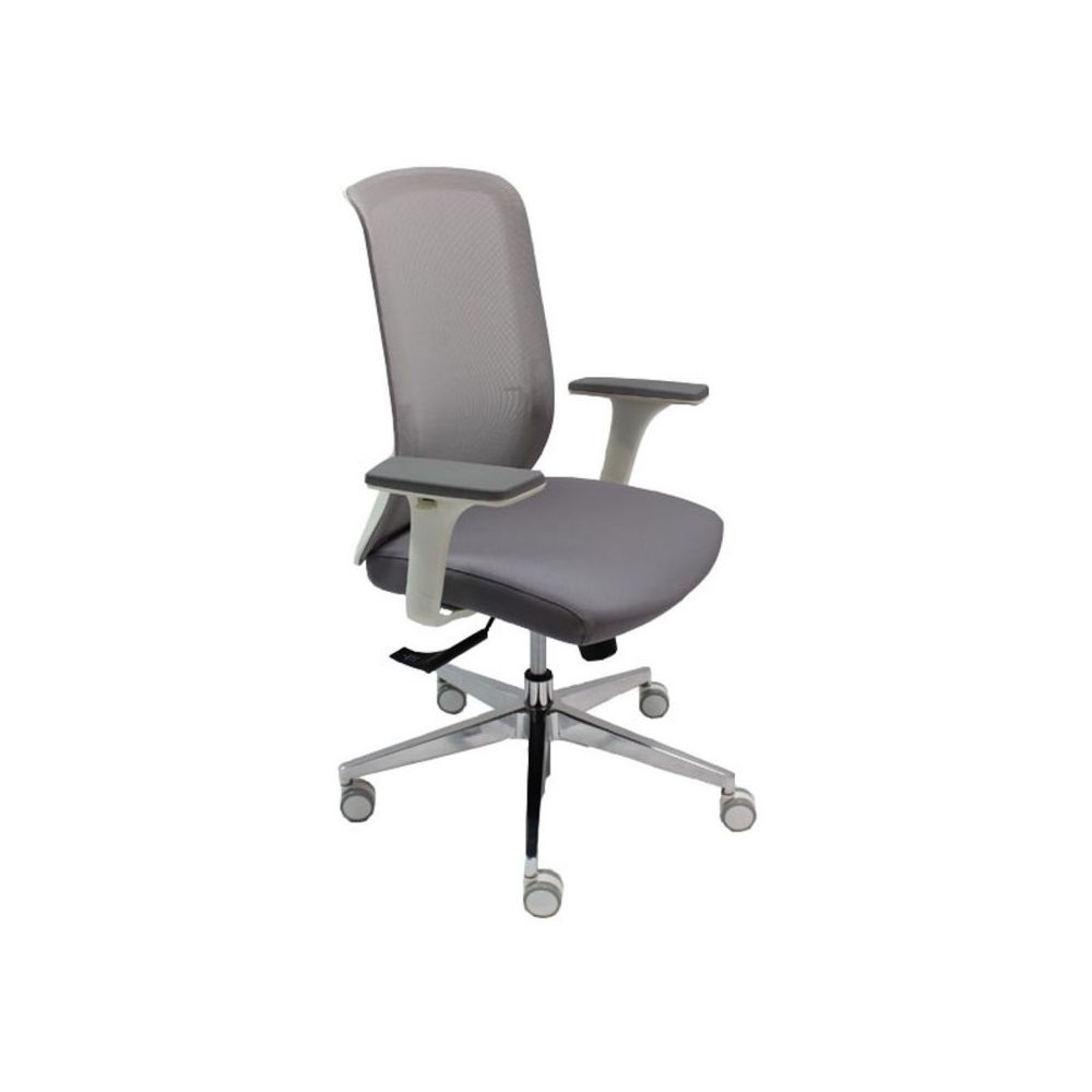 Ергономичен работен стол Matador LB, мрежа и дамаска, база алуминий, 3D подлакътници, сив