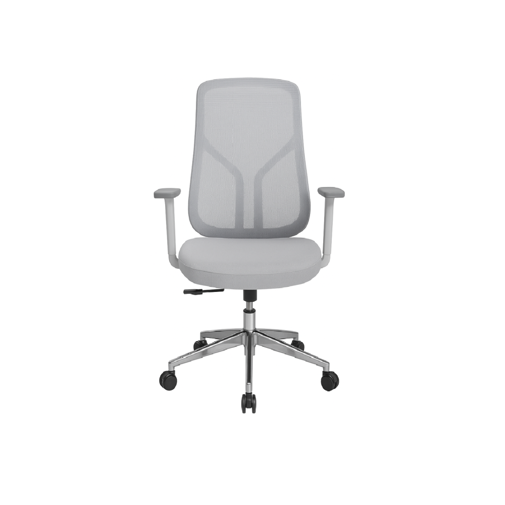 Ергономичен работен стол Omega White Chrome, мрежа и дамаска,база хром, 3D подлакътници,сив