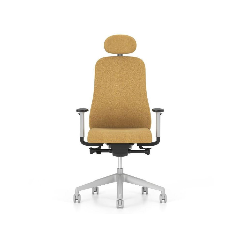 Ергономичен работен стол Souly Grey HRUA, мрежа и дамаска, сива PP база, 2D подлакътници, оранжев