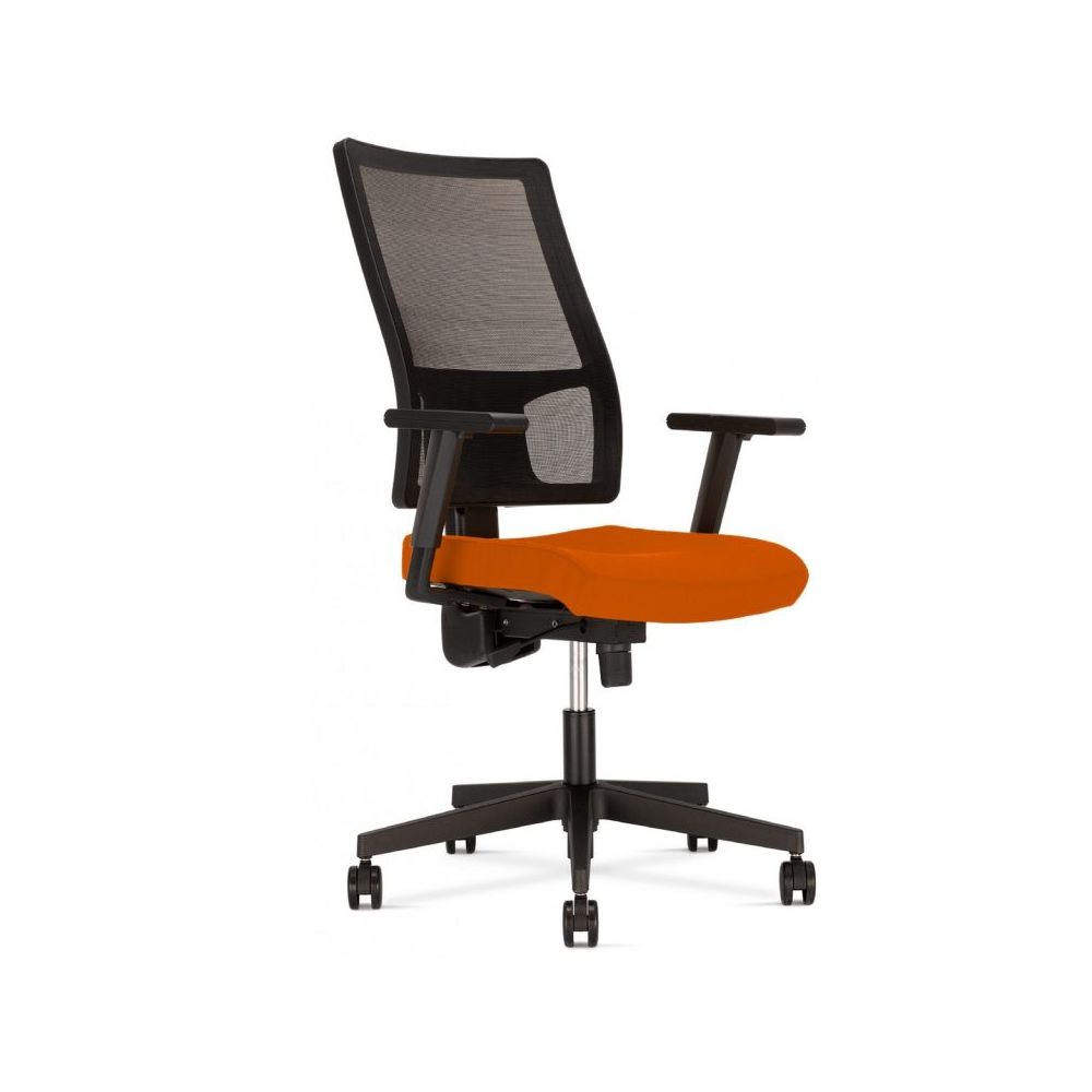 Ергономичен работен стол TakTik Lu Active 1, мрежа и дамаска, черна РР база, 2D подлакътници,оранжев