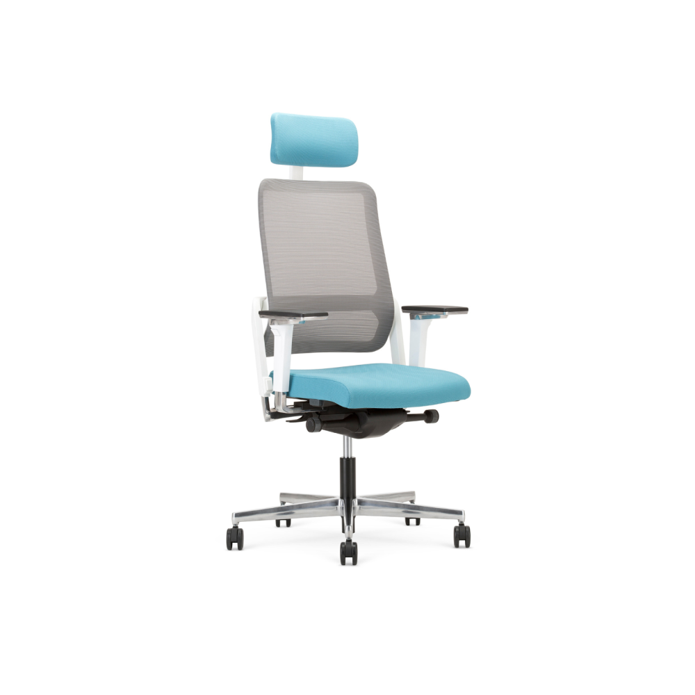 Ергономичен работен стол Xilium Mesh HRUA, мрежа и дамаска, база хром, 3D подлакътници, червен